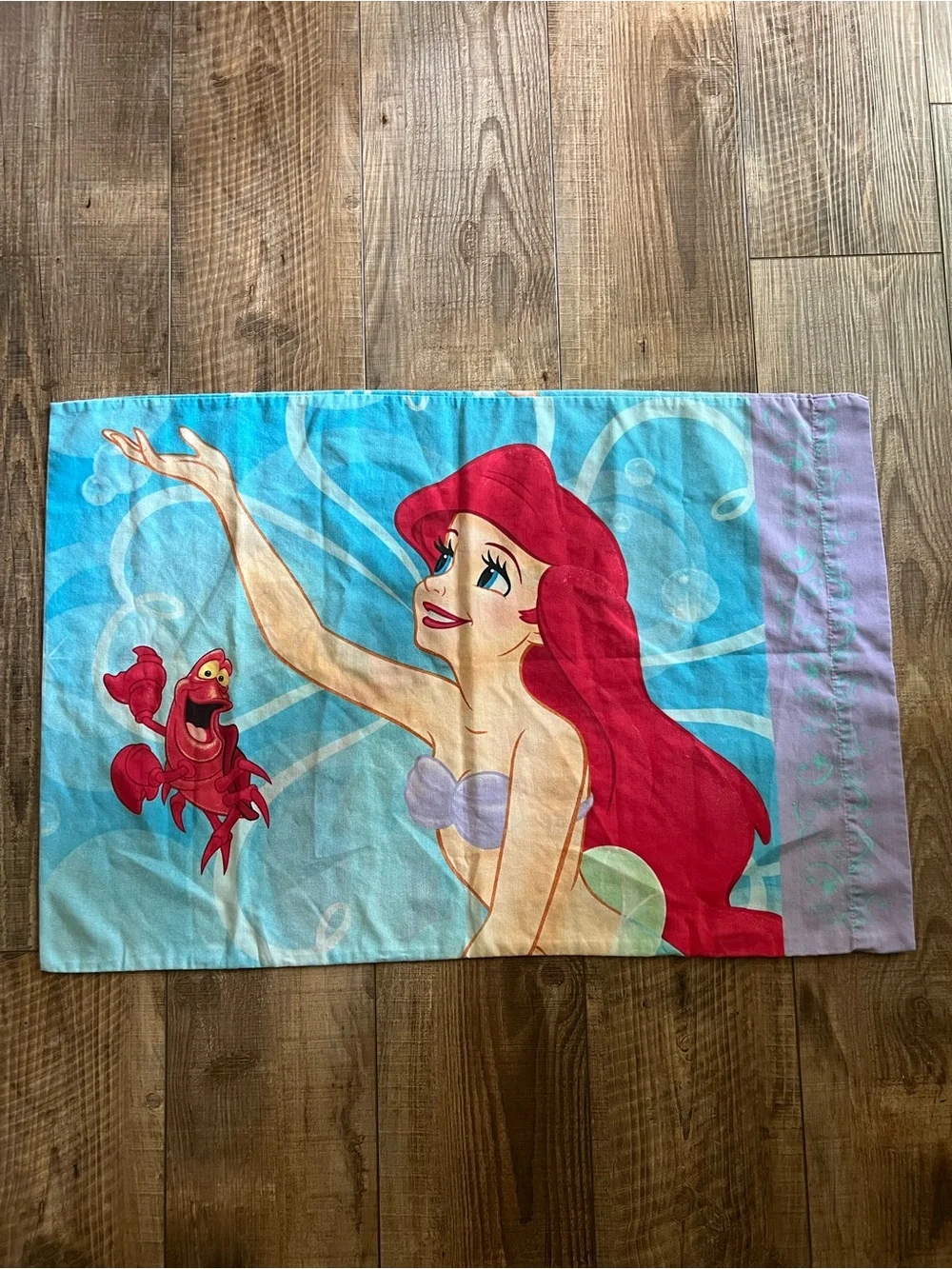 Vintage Disney The Little Mermaid Ariel and Flounder Standard Pillow case